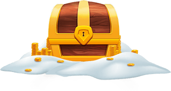 Snow-covered treasure chest